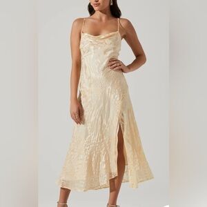 ASTR the Label Gold Midi Dress